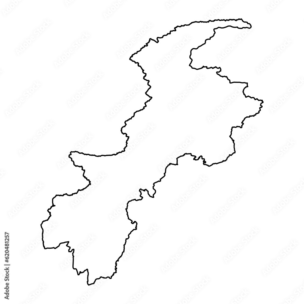Khyber Pakhtunkhwa province map, province of Pakistan. Vector illustration.