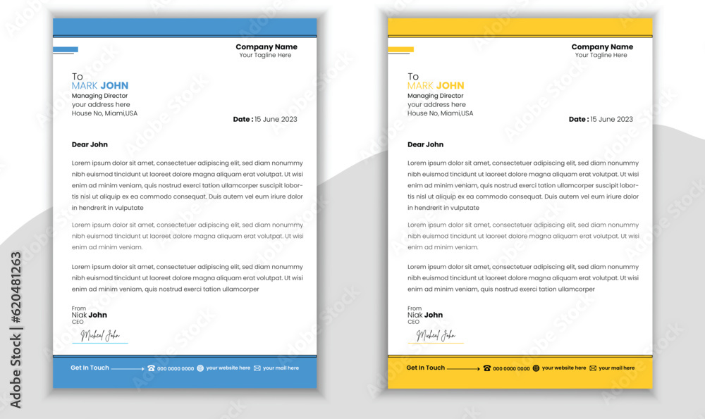 Vector Letterhead Design Template With Colorful Background