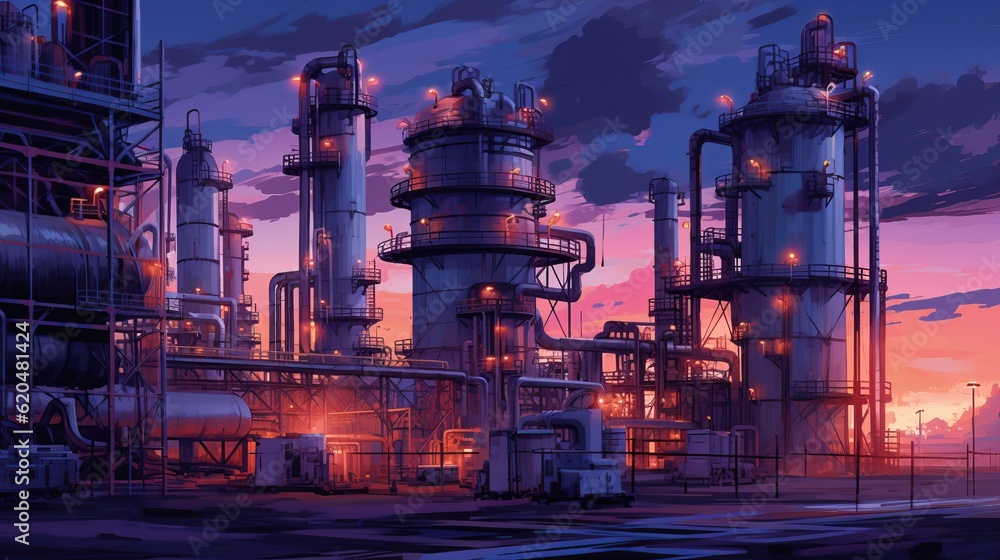 Oil and gas industry - refinery at twilight