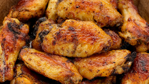 Fry chicken wings close up
