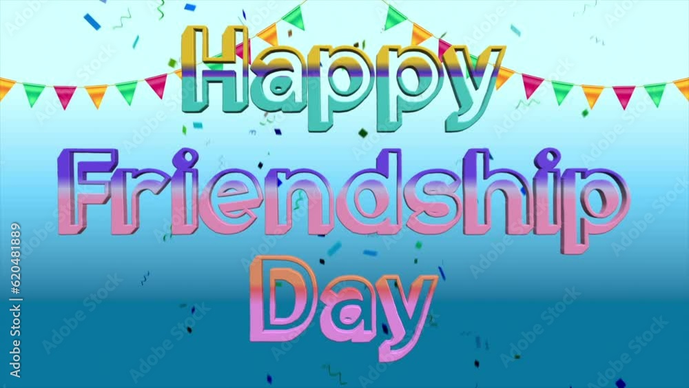 Animation video 3d text about happy friendship day on gradient blue background with motion blur effect Animation video 3d text about happy friendship day on gradient blue background with motion blur effect