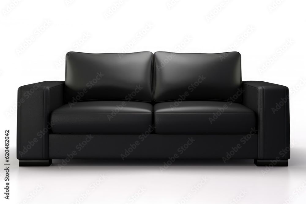 Black leather sofa isolated on white background Black leather sofa isolated on white background
