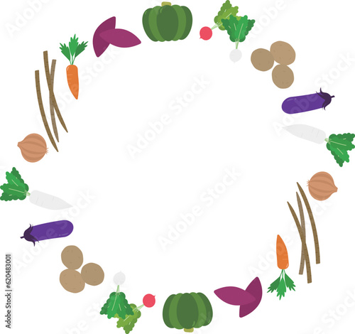 秋野菜の円形フレーム