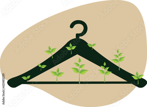 coathanger with green plants concept for sustainable fashion 