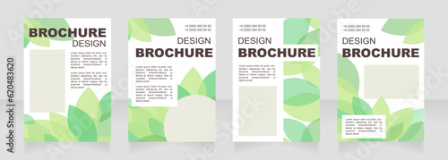 Green tea production blank brochure layout design. Nature info. Vertical poster template set with empty copy space for text. Premade corporate reports collection. Editable flyer paper pages