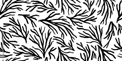 Seamless pattern with abstract natural forms, plants. Endless wallpaper, fabric, clothes print.