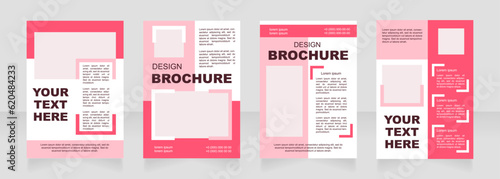 Glamour pink blank brochure layout design. Info on service. Vertical poster template set with empty copy space for text. Premade corporate reports collection. Editable flyer paper pages