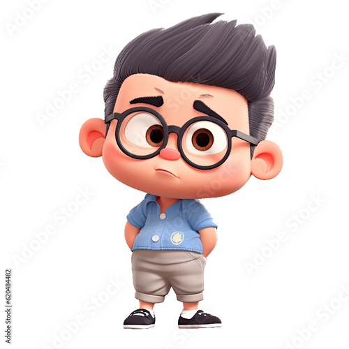cute cherish boy with big eyes character cartoon sticker AI generative © SK