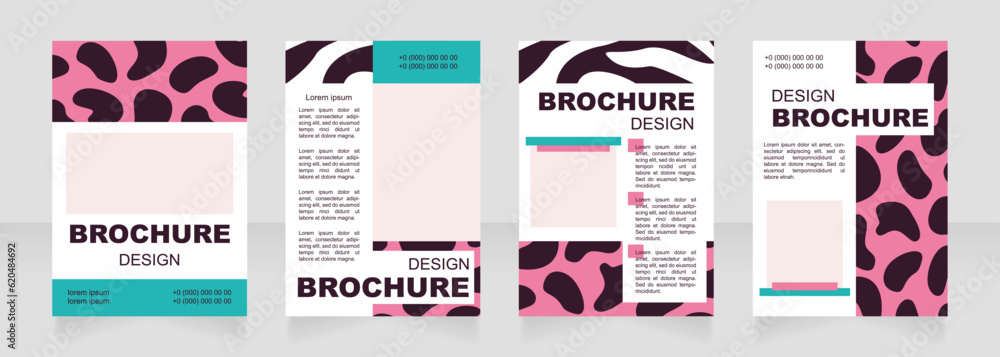 Wild animals blank brochure layout design. Zebra stripes. Vertical poster template set with empty copy space for text. Premade corporate reports collection. Editable flyer paper pages