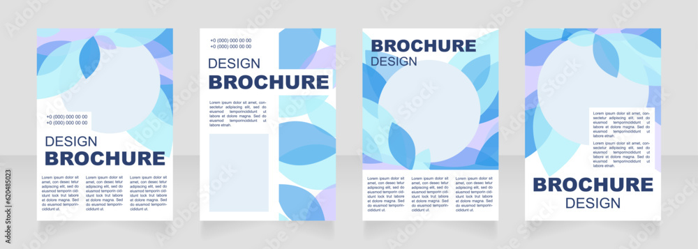 Festival blue blank brochure layout design. Leaves decor. Vertical poster template set with empty copy space for text. Premade corporate reports collection. Editable flyer paper pages