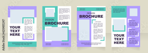 Glamour cyan and purple blank brochure layout design. Info on service. Vertical poster template set with empty copy space for text. Premade corporate reports collection. Editable flyer paper pages