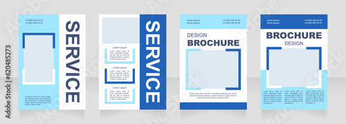 Professional service blue blank brochure layout design. Advisory info. Vertical poster template set with empty copy space for text. Premade corporate reports collection. Editable flyer paper pages