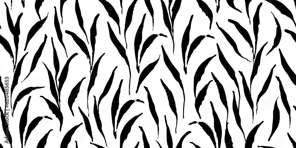 Seamless pattern with abstract natural forms, plants, leaves. Endless wallpaper, fabric, clothes print.