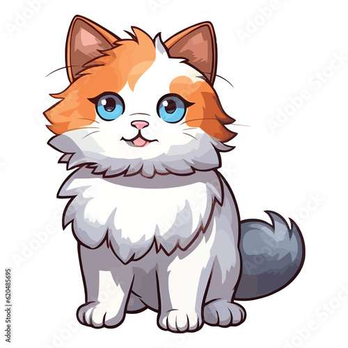 Mesmerizing Furry Friend: Endearing 2D Illustration of a Laperm Cat © pisan
