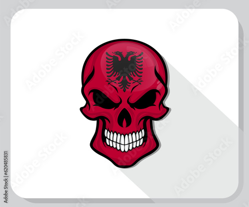 Albania Skull Scary Flag Icon
