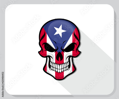 Fototapeta Naklejka Na Ścianę i Meble -  Puerto Rico Skull Scary Flag Icon

