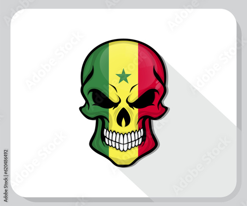 Fototapeta Naklejka Na Ścianę i Meble -  Senegal Skull Scary Flag Icon
