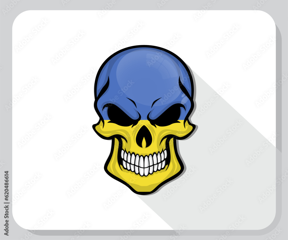 Ukraine Skull Scary Flag Icon

