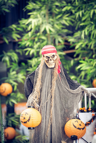 Ghost decorations for Halloween.