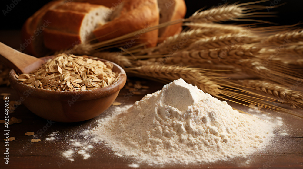Flour and wheat, bread