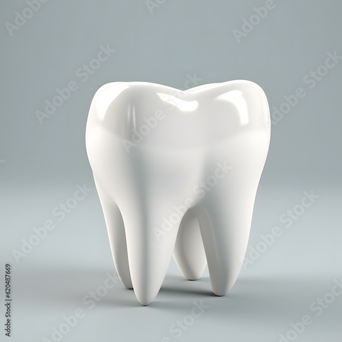 3D shining tooth on gradient background, macro, closeup, Generative AI