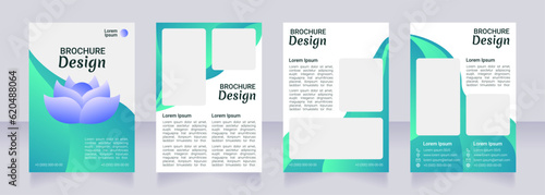 Spa blue blank brochure design. Meditation class. Template set with copy space for text. Premade corporate reports collection. Editable 4 paper pages. Robot Medium, Light, Merienda Bold fonts useds