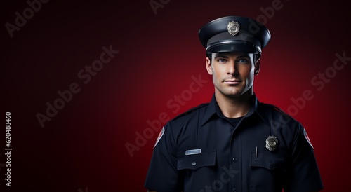 Generative AI image of a  photograph of a policeman fireman front facing the camera © Eitan Baron