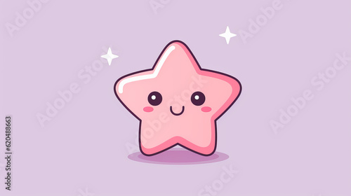 Cute star character illustration isolated on pastel background
