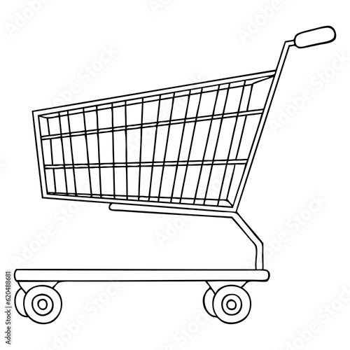 supermarket trolley outline vector illustration