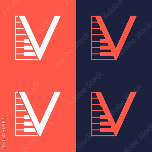 An illustration of the letter "V" in the shape of a musical note melody used for branding, brand identity, logo design, vector, business, and company
