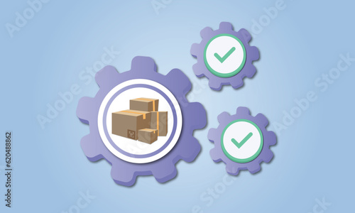 Production Management.on blue background.Vector Design Illustration.