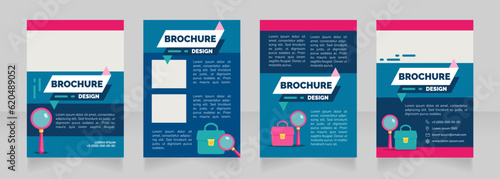 Avoid stress during job search blank brochure design. Template set with copy space for text. Premade corporate reports collection. Editable 4 paper pages. Raleway Black, Regular, Light fonts used