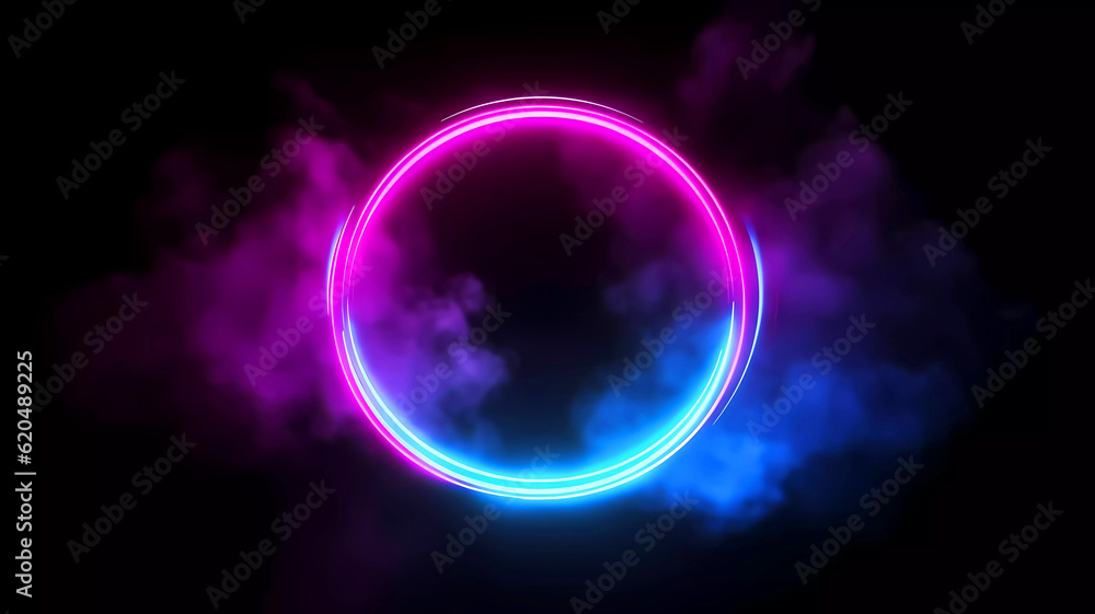 Futuristic ultraviolet light circle. Generative ai design.