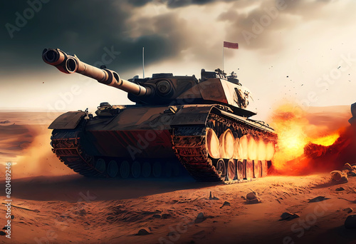 Fototapete War tank background. Modern generative ai design.