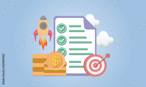 concept of project closure, project life cycle management vector illustration