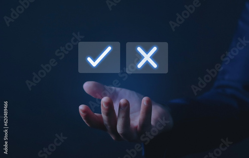 Select yes or no true and false symbols on hand.