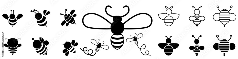 Bee icon vector set. honey illustration sign collection. honeybee ...