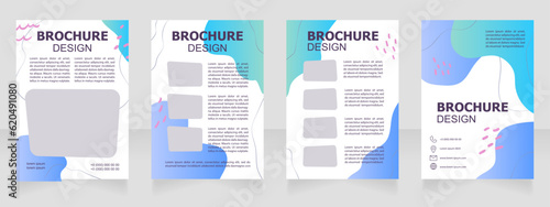 Theatre censorship guideline blank brochure design. Template set with copy space for text. Premade corporate reports collection. Editable 4 paper pages. Tahoma, Myriad Pro, Arial fonts used