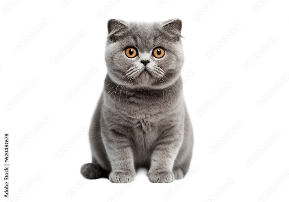 British gray cat on a transparent background.