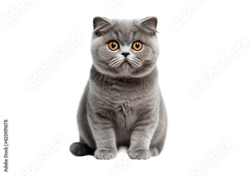 British gray cat on a transparent background.