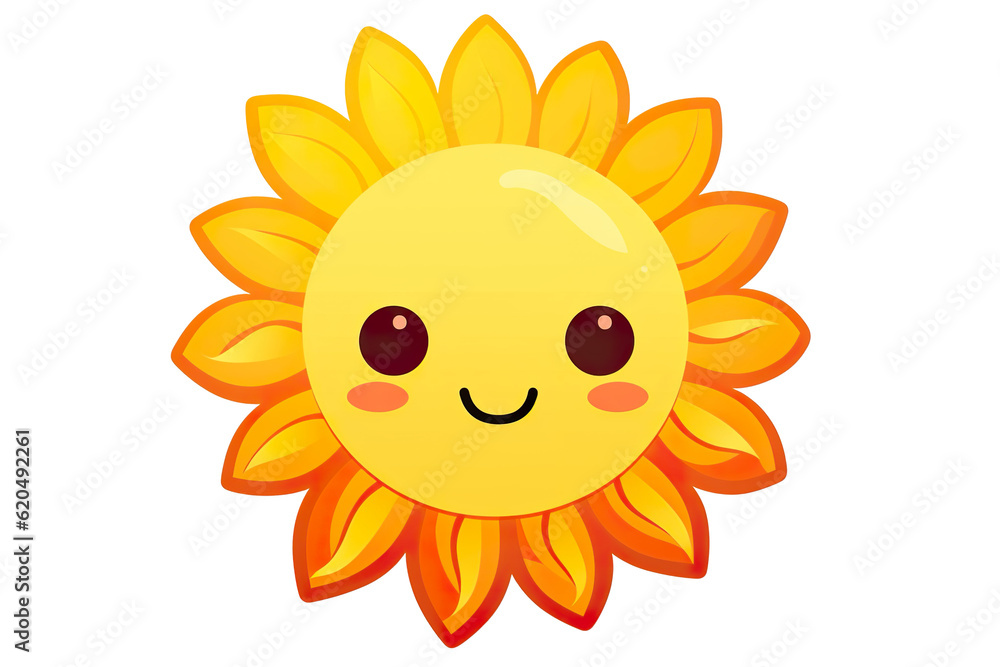 Kawaii sun sticker image, in the style of kawaii art, meme art, animated gifs isolated white background