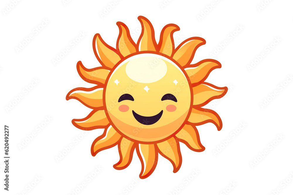 Kawaii sun sticker image, in the style of kawaii art, meme art, animated gifs isolated white background