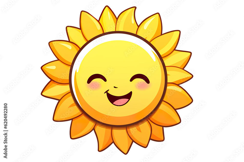 Kawaii sun sticker image, in the style of kawaii art, meme art, animated gifs isolated white background