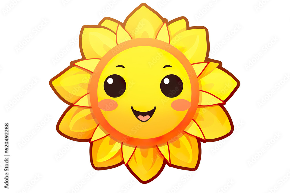 Kawaii sun sticker image, in the style of kawaii art, meme art, animated gifs isolated white background