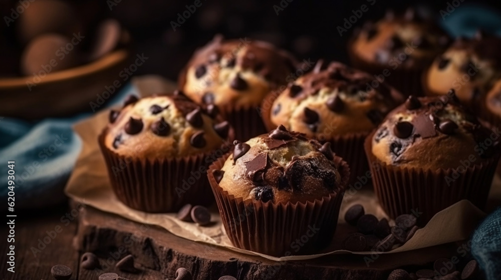 muffins with chocolate, Generative Ai muffins with chocolate, Generative Ai
