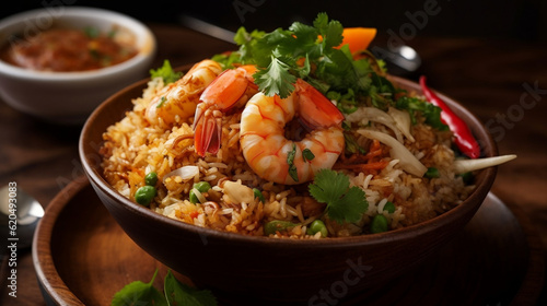 fried rice with shrimp baryani, Generative Ai