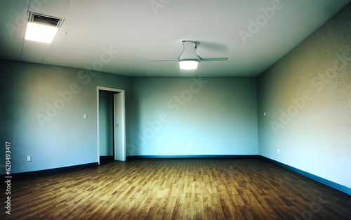 Indoor interior empty room with blank wall space for background