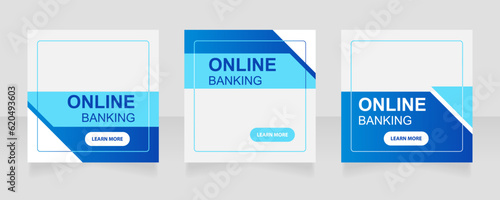 Online banking customer program web banner design template. Vector flyer with text space. Advertising placard with customized copyspace. Printable poster for advertising. Arial font used