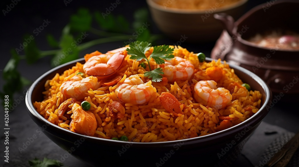 rice with shrimp baryani, Generative Ai