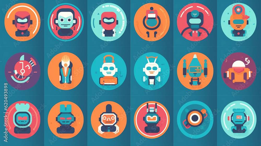 Robot icons and logo, Generative Ai Robot icons and logo, Generative Ai